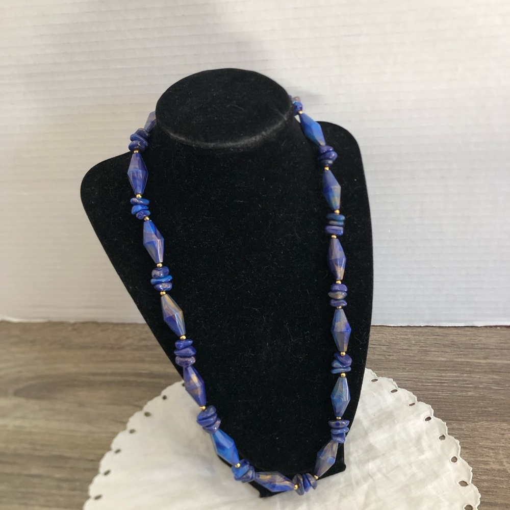 Vtg Marbled Lucite Chunky Beaded Necklace